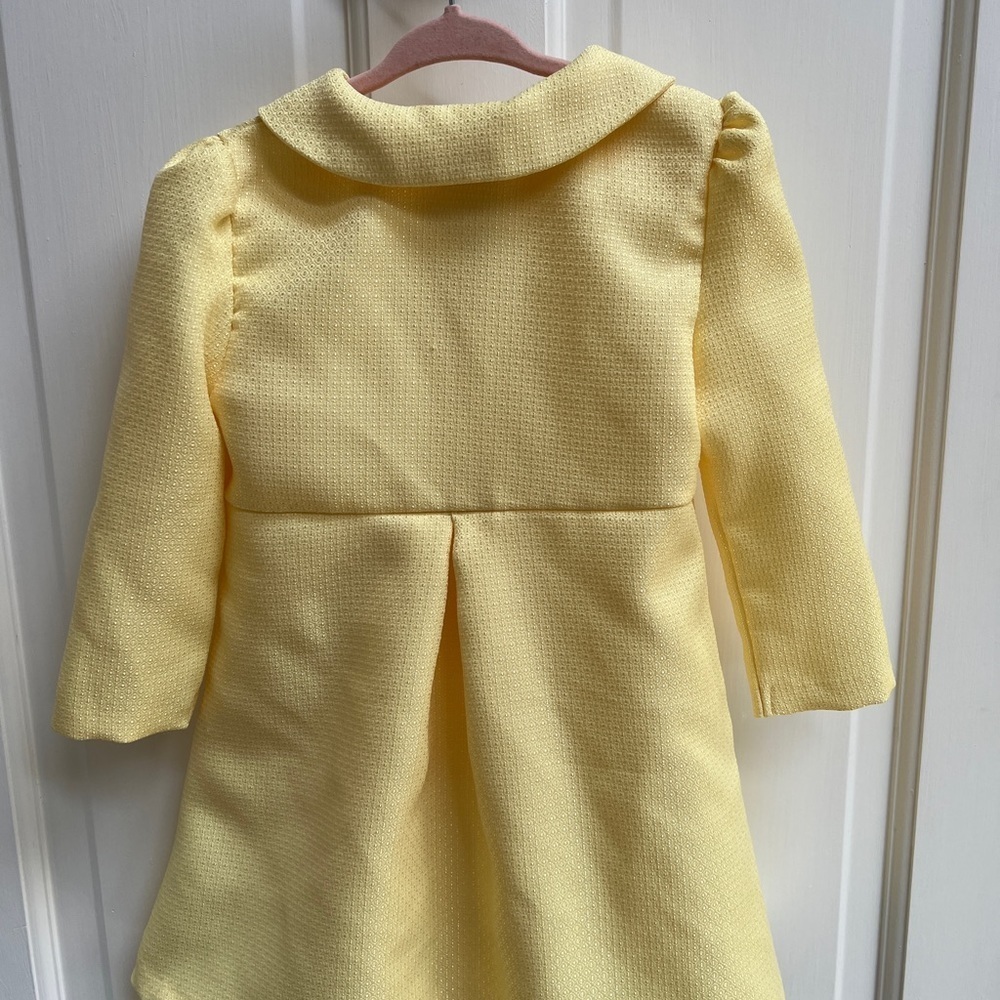 NWOT Bonnie Baby 24M Yellow and White Bow Lightweight Formal Long Coat - Picture 3 of 4